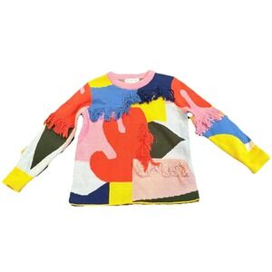 Stella McCartney Kids Multicolor Cotton Wool Sweatshirt‎ Sz 4 Fringe Art to Wear